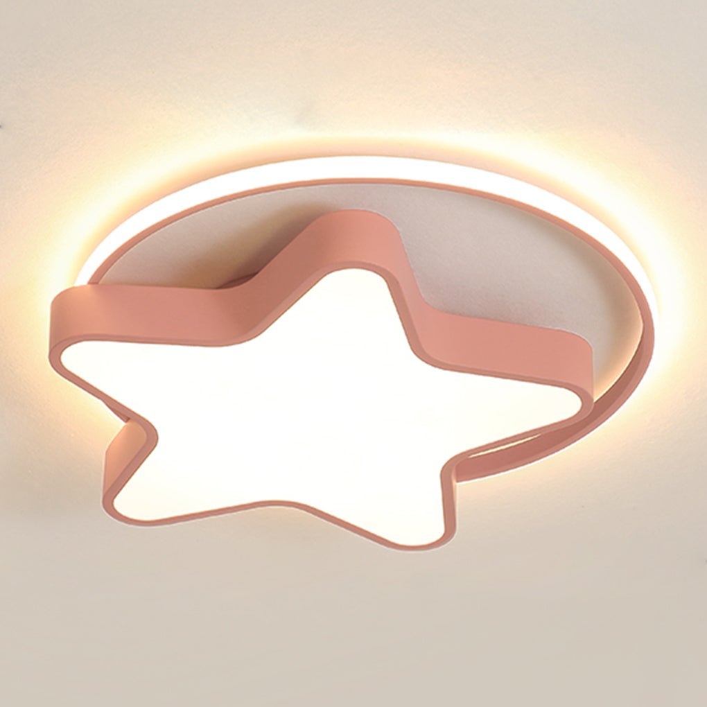 Nordic Creative Five Pointed Star Design Three Color Dimming Led Ceiling Lamp