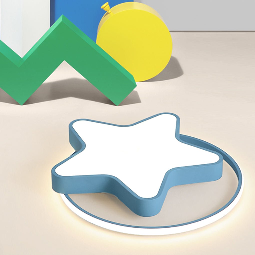 Nordic Creative Five Pointed Star Design Three Color Dimming Led Ceiling Lamp