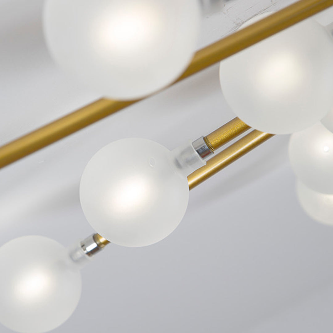 Lumière Flush Mount Ceiling Light in Glass and Iron, Modern Sputnik Design