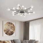 Lumière Flush Mount Ceiling Light in Glass and Iron, Modern Sputnik Design