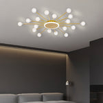Lumière Flush Mount Ceiling Light in Glass and Iron, Modern Sputnik Design