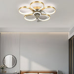 Nordic Flower Ceiling Fan Light Dimmable Led Flush Mount Ceiling Fan Lamp