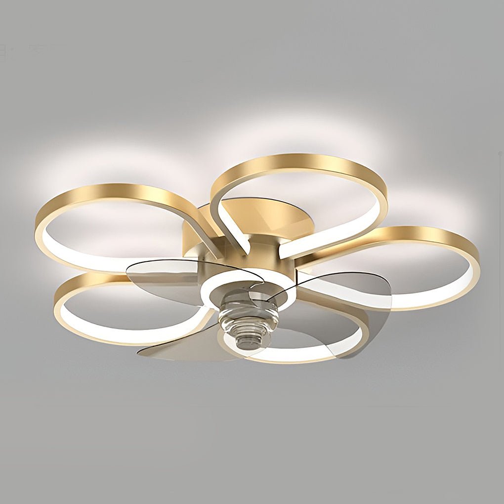 Nordic Flower Ceiling Fan Light Dimmable Led Flush Mount Ceiling Fan Lamp