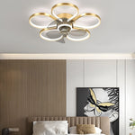 Nordic Flower Ceiling Fan Light Dimmable Led Flush Mount Ceiling Fan Lamp
