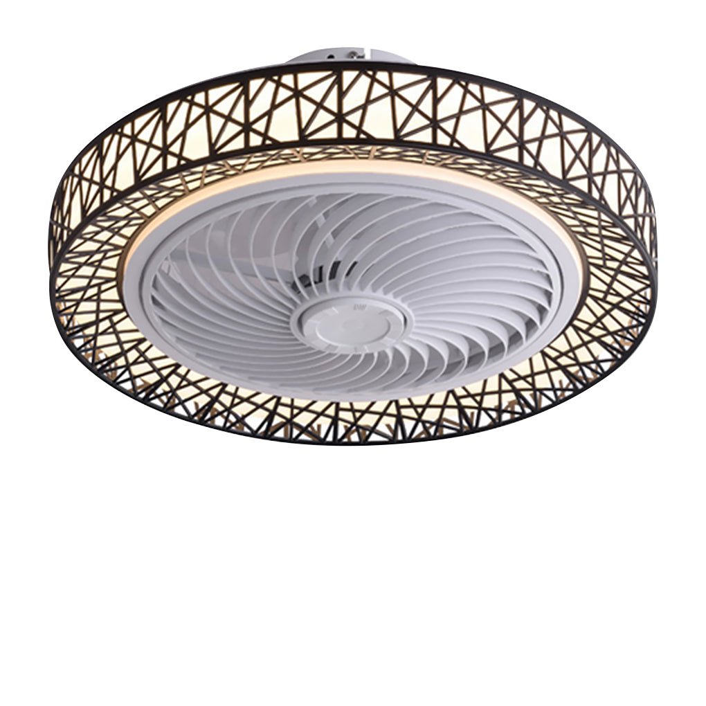 Nordic Hollow Minimalist Three Color Dimming Integrated Ceiling Fan Lamp