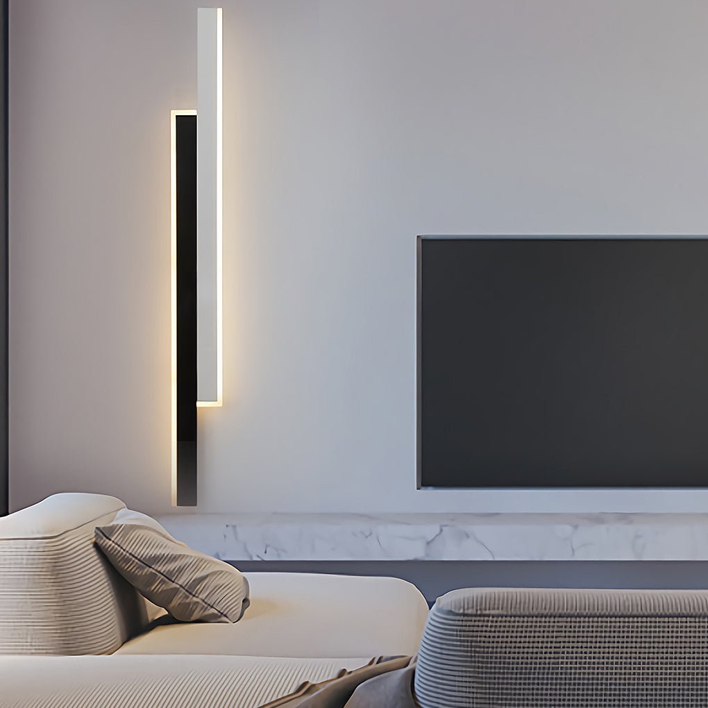 Nordic Minimalist Vertical LED Wall Sconce with Dual Light Strips