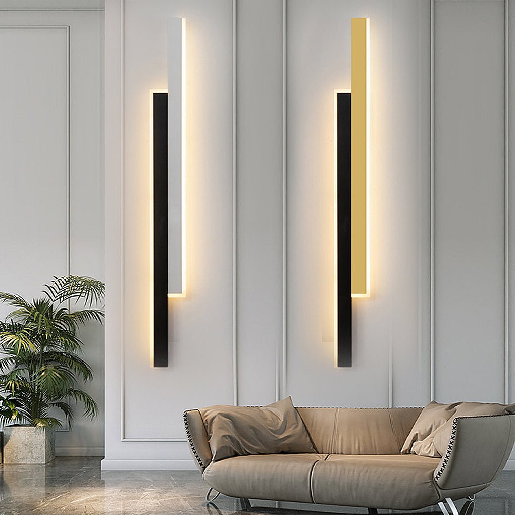 Nordic Minimalist Vertical LED Wall Sconce with Dual Light Strips