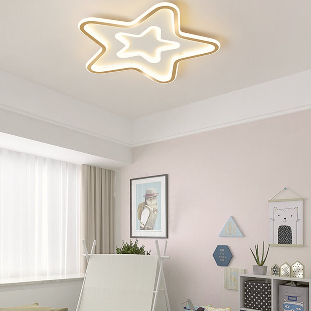 Nordic Simple Led Ultra Thin Five Pointed Star Ceiling Light Kids Bedroom Lamp