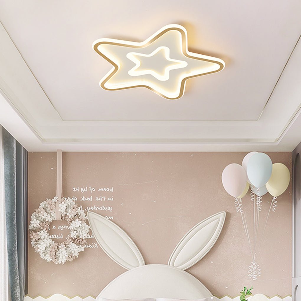 Nordic Simple Led Ultra Thin Five Pointed Star Ceiling Light Kids Bedroom Lamp