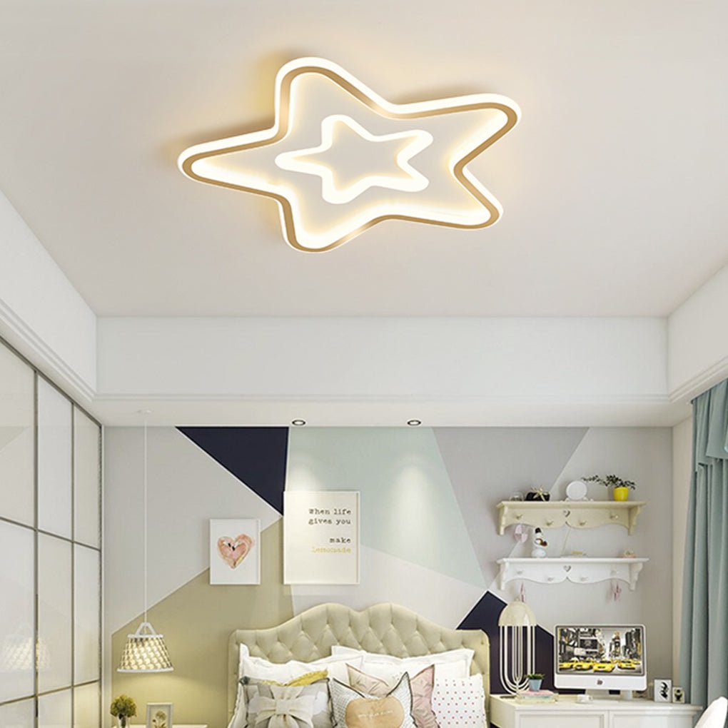 Nordic Simple Led Ultra Thin Five Pointed Star Ceiling Light Kids Bedroom Lamp