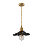 Nordic Vintage Ceramic Pleated Design Brass Led Pendent Lighting For Bedside Dining Table