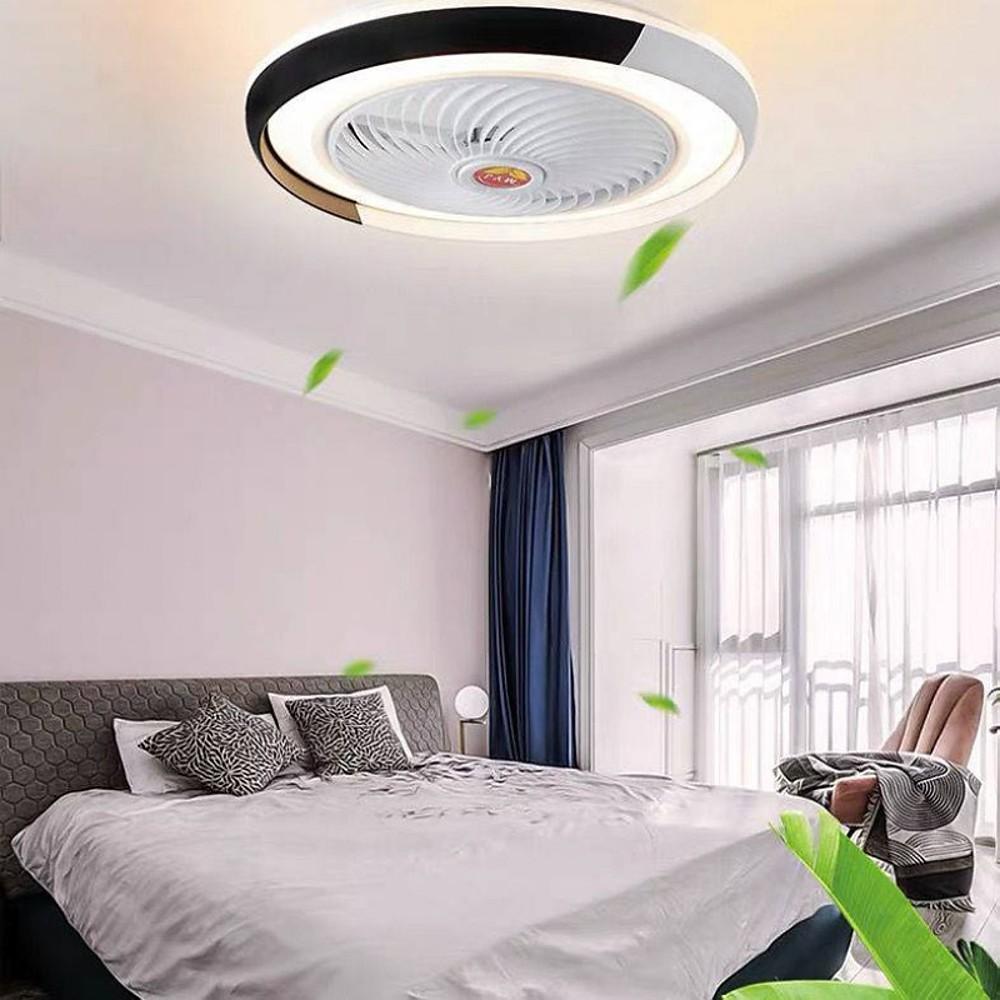 Modern Flush Mount Bladeless Ceiling Fan with Dimmable LED Light
