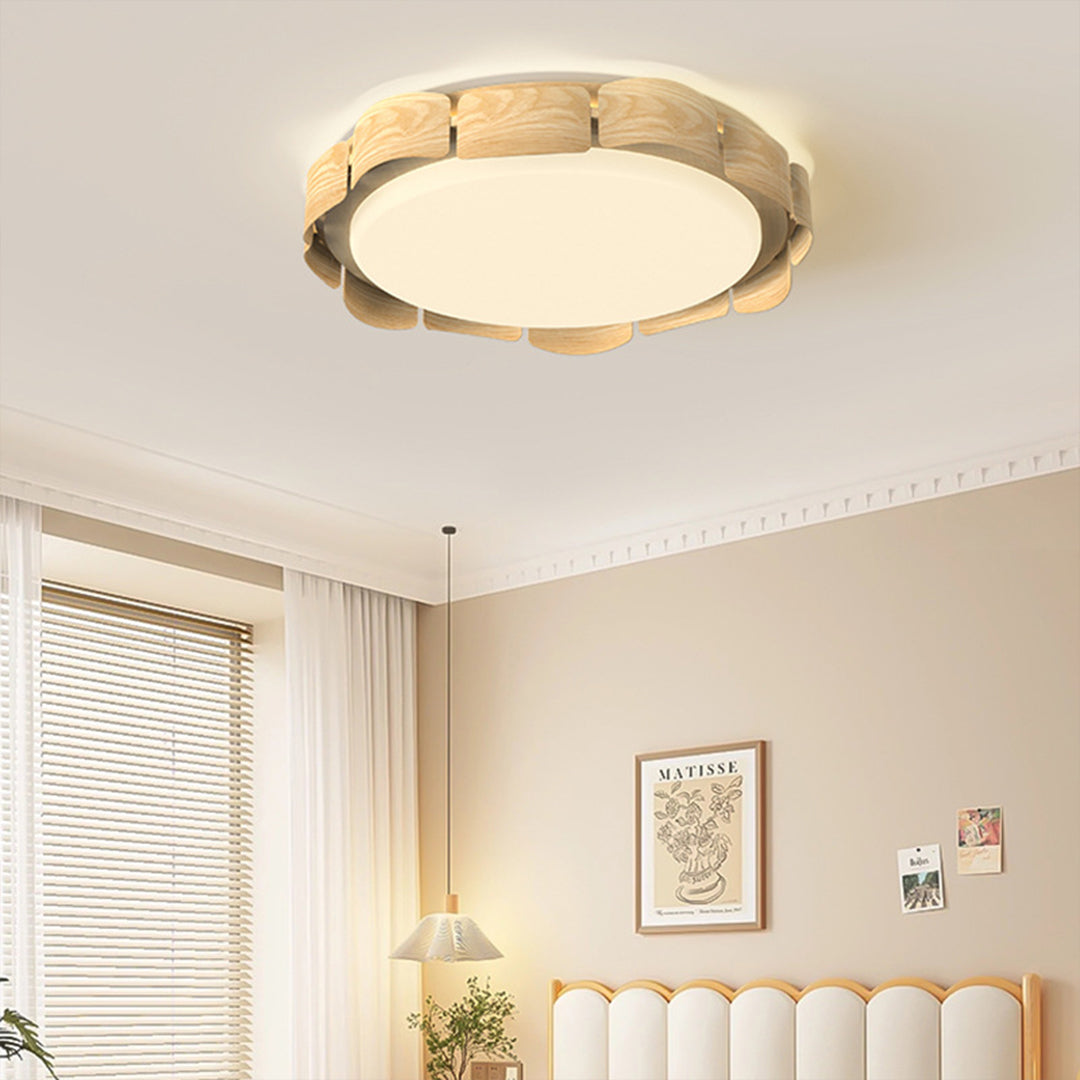 Nordic Wood Flush Mount Ceiling Light with Full Spectrum LED