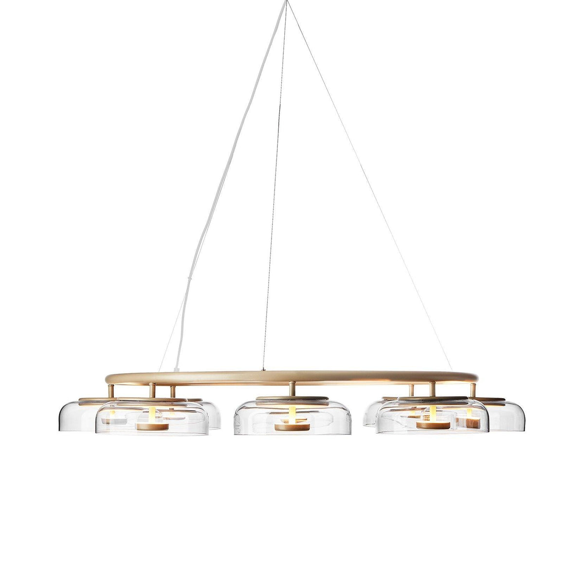 Solara LED Chandelier in Brass and Glass for Modern Interiors