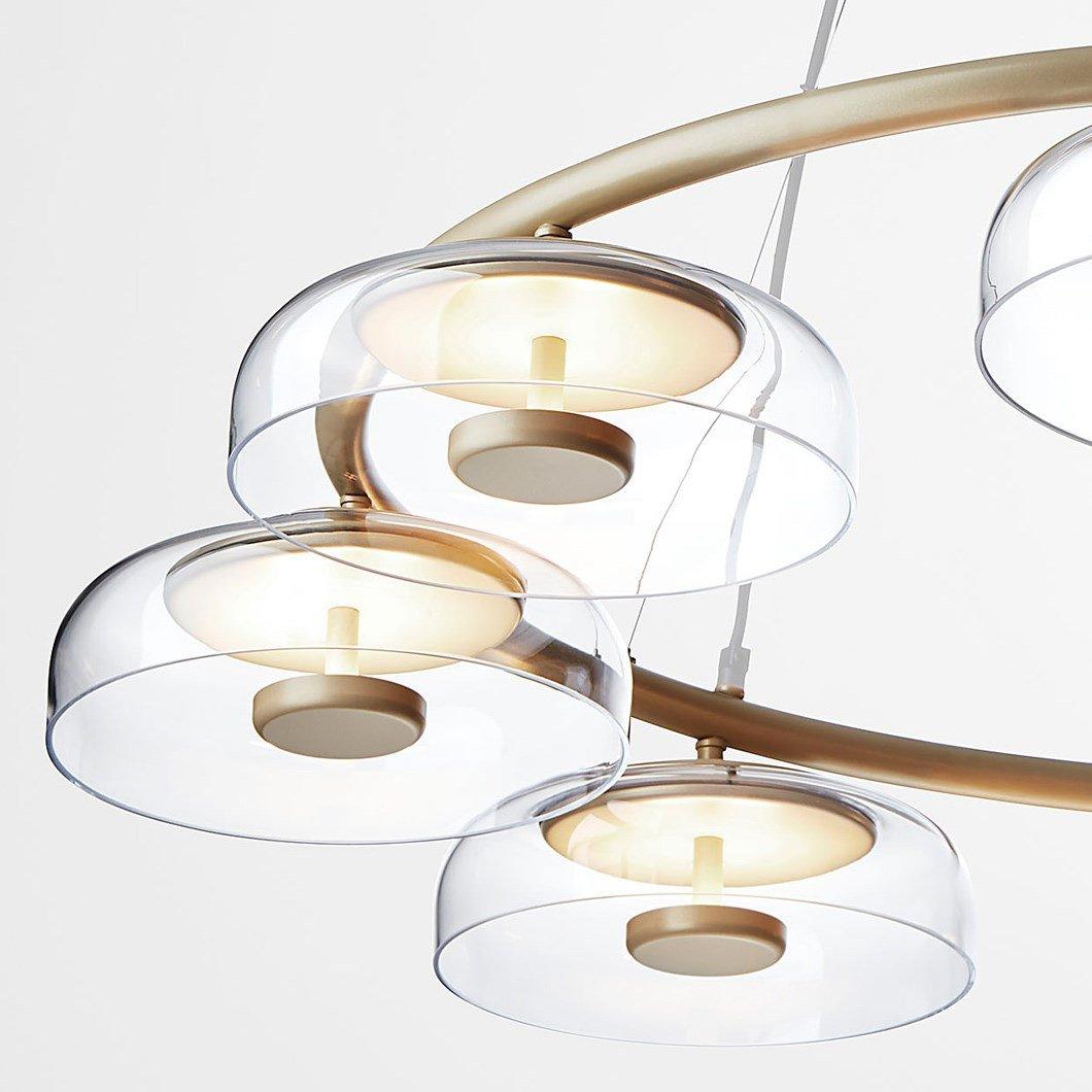 Solara LED Chandelier in Brass and Glass for Modern Interiors
