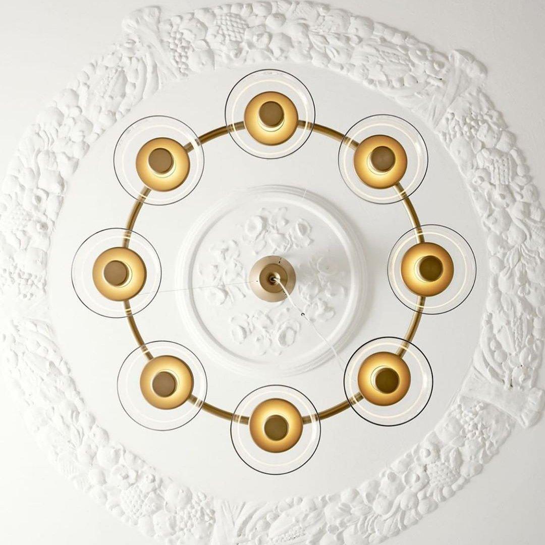 Solara LED Chandelier in Brass and Glass for Modern Interiors