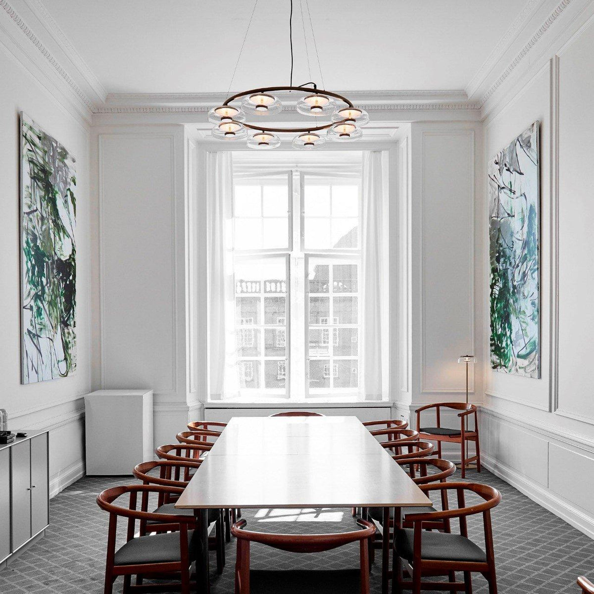 Solara LED Chandelier in Brass and Glass for Modern Interiors