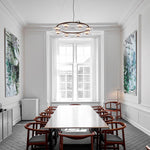 Solara LED Chandelier in Brass and Glass for Modern Interiors