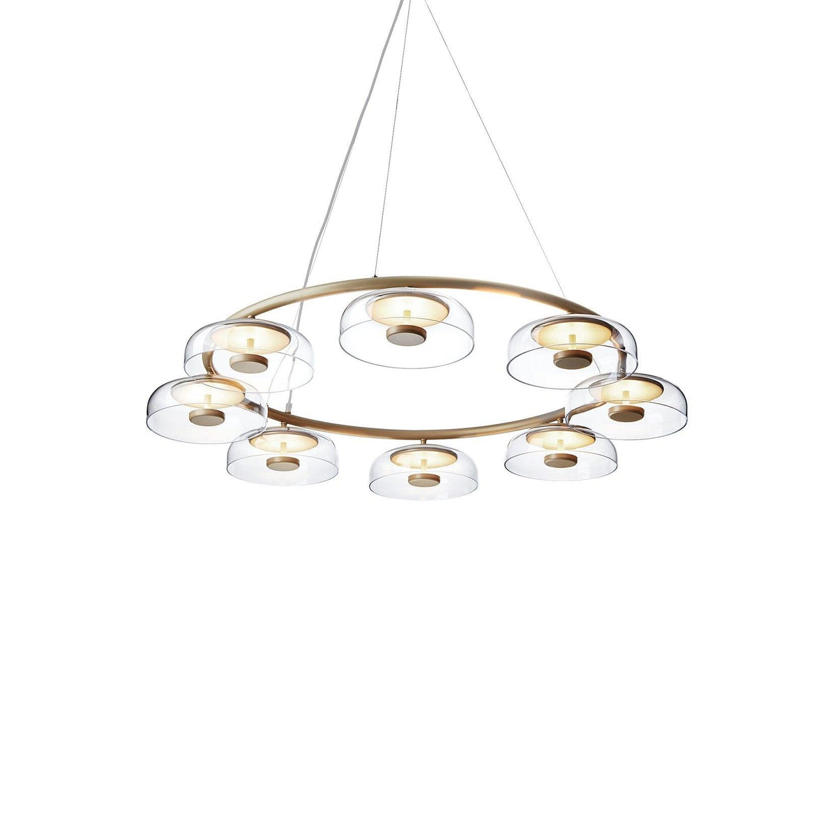Solara LED Chandelier in Brass and Glass for Modern Interiors