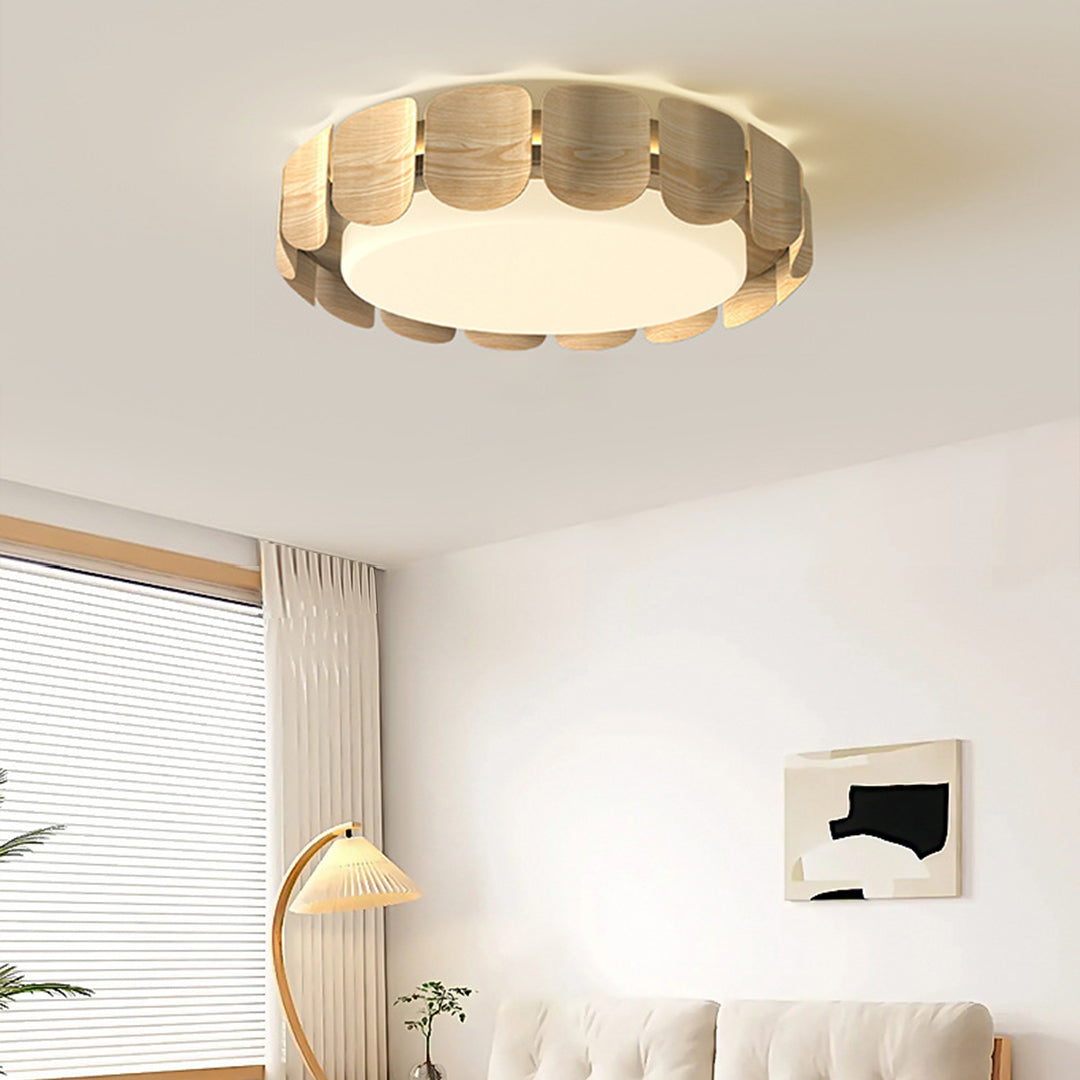 Nordic Wood Flush Mount Ceiling Light with Full Spectrum LED