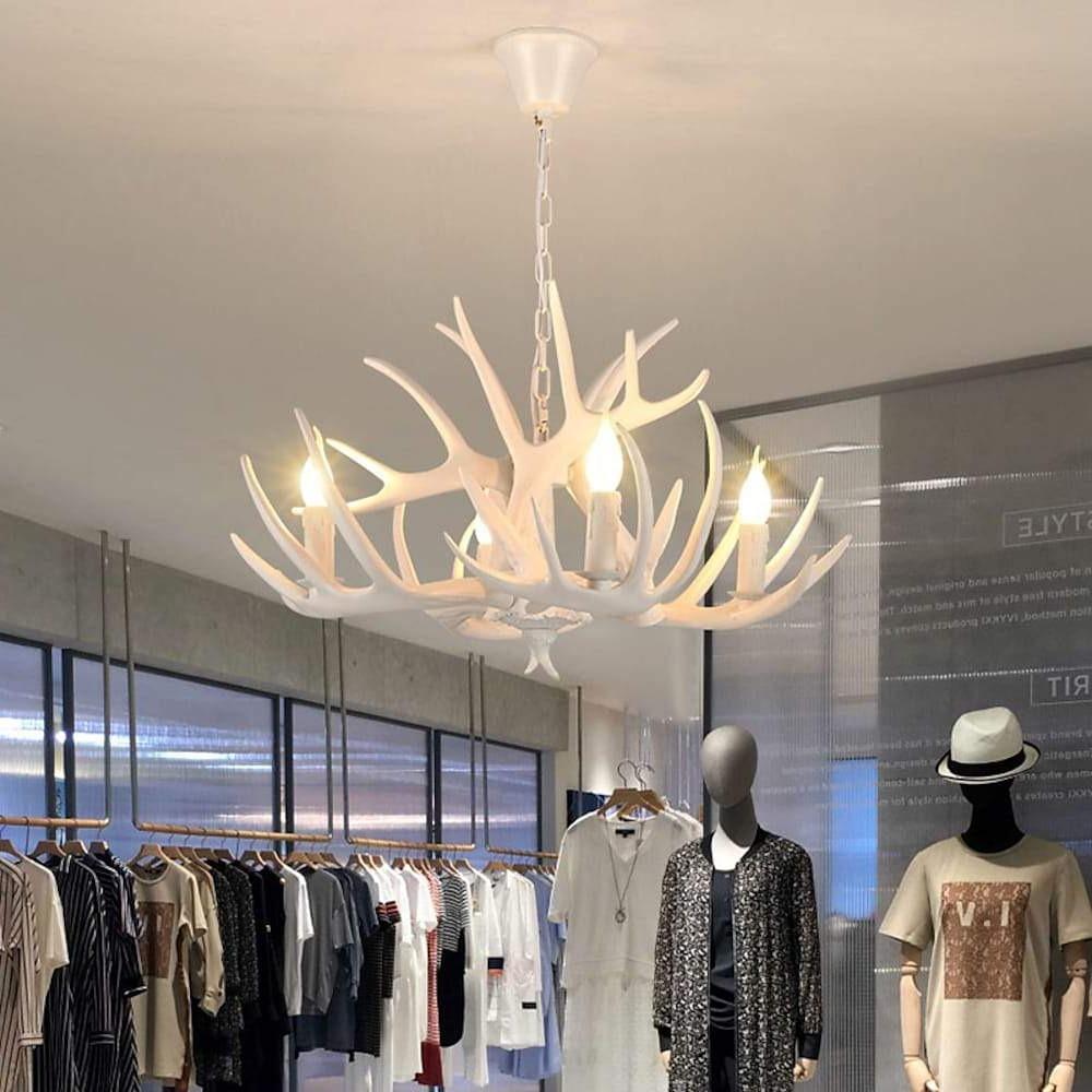 Vintage Antler Chandelier With Candle Lights 4 6 8 Lights