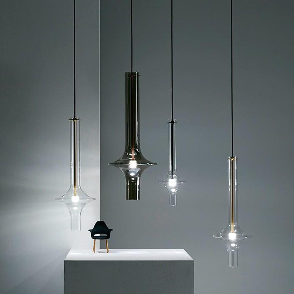 Lumen Glass Pendant Light in Smoke and Clear for Modern Interiors