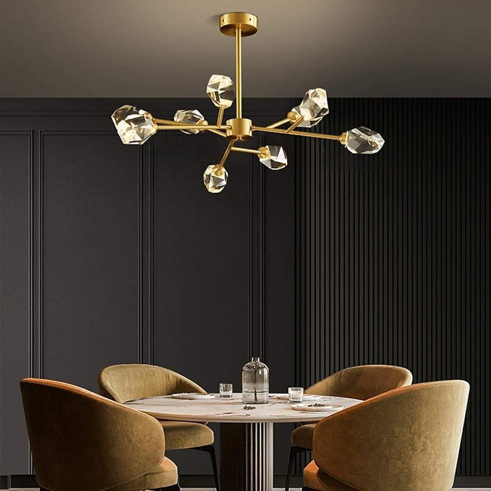 Aurelia Sputnik Crystal Chandelier – 9-Light Modern Gold Pendant for Dining Room