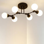 Linear Sputnik Semi Flush Mount Light With 6 White Opal Glass Shades 31 Dia