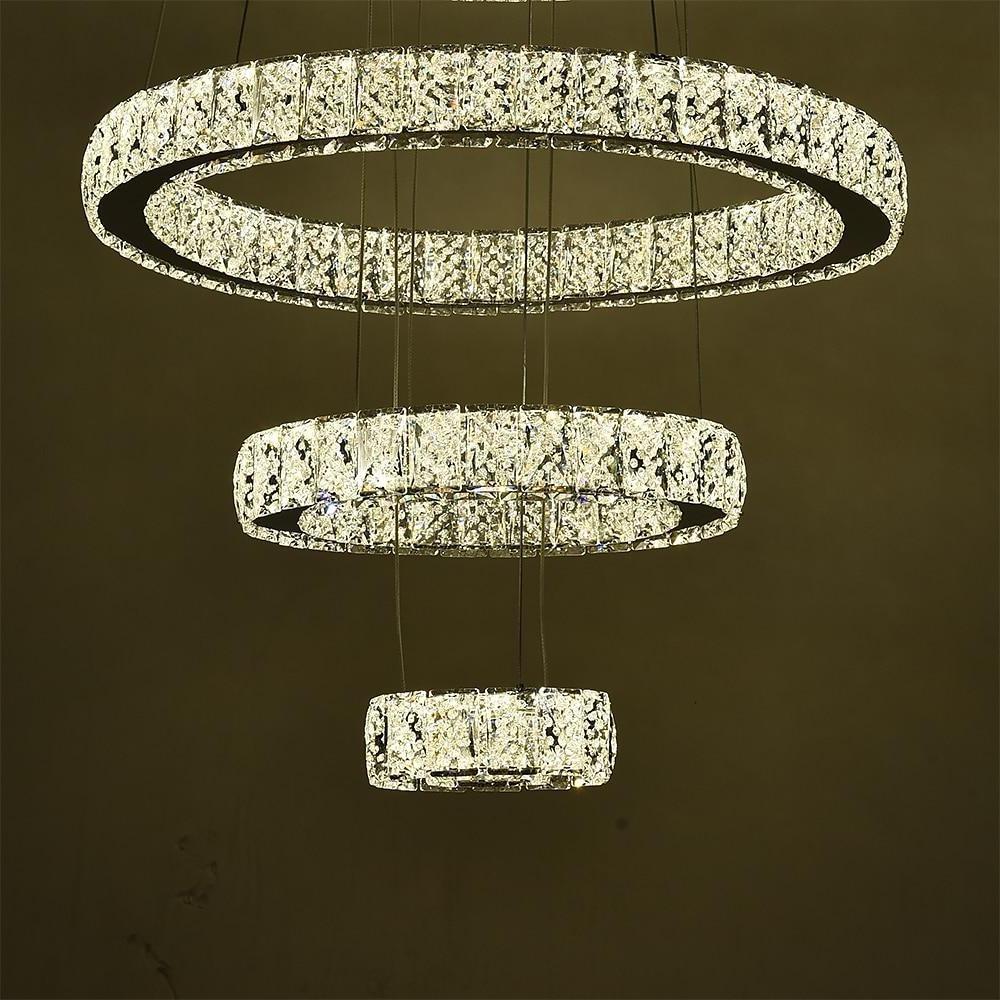 Modern 3 Tiers Circles Suspended Chandelier With Crystal Accents