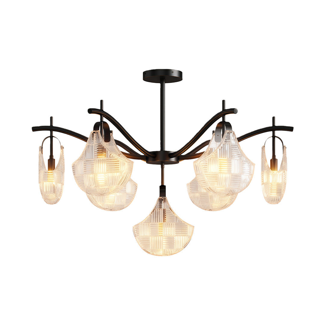 Shell Chandelier Modern Luxury Ceiling Light in Copper, Nickel, or Black