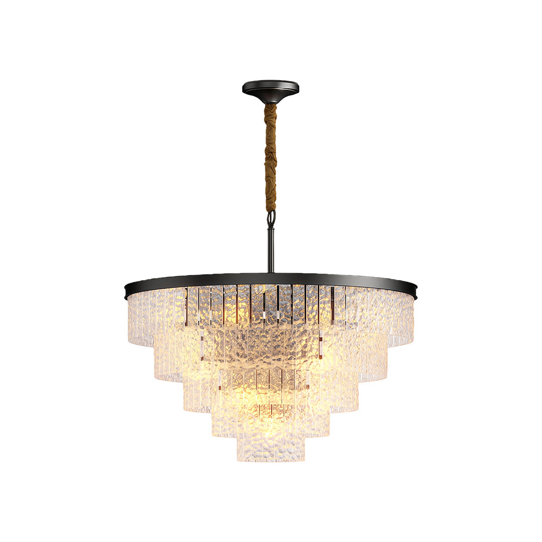 Modern Minimalist Full-Copper Chandelier with Clear Glass Shades
