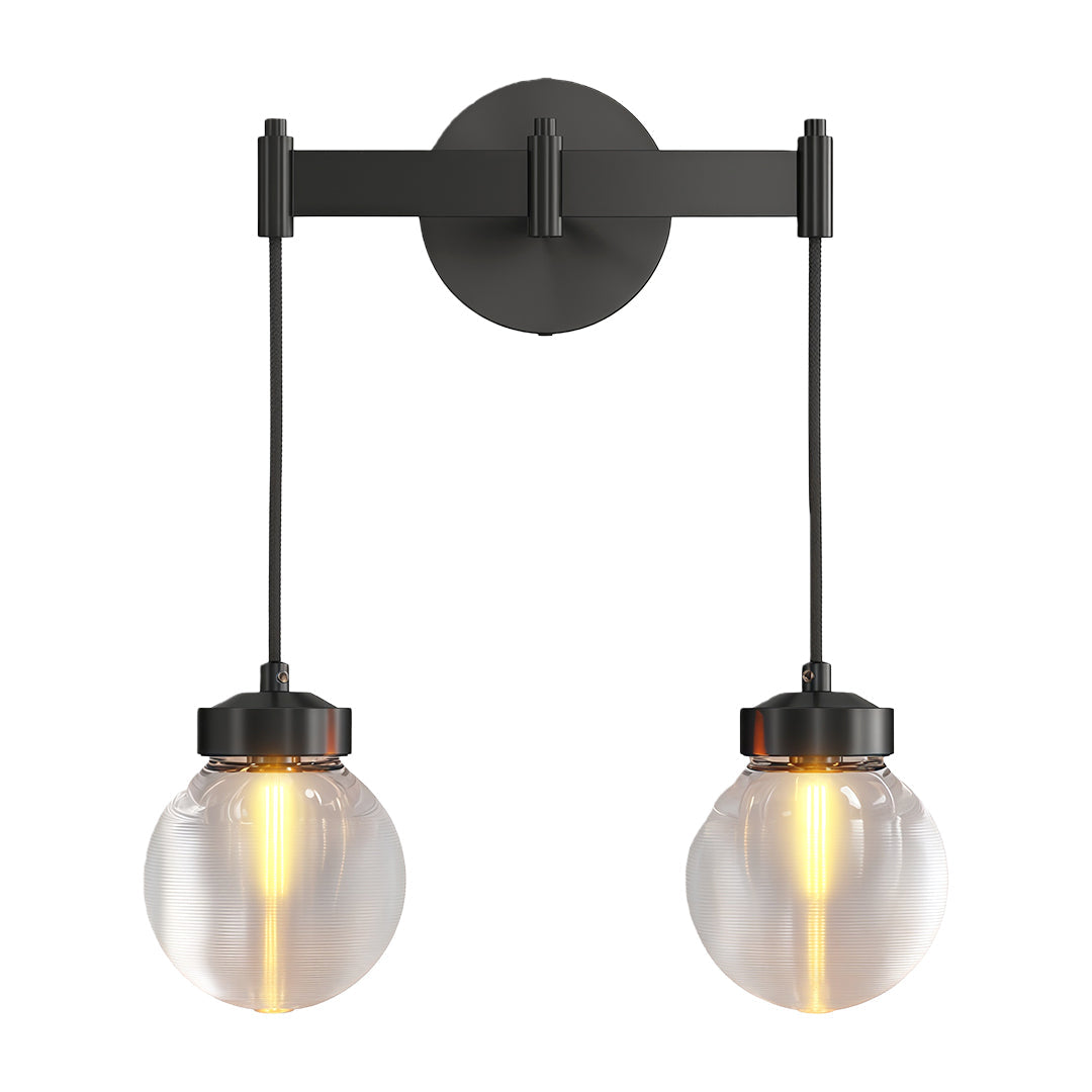 Modern Wall Sconce with Clear Glass Shade in Copper, Chrome, or Black