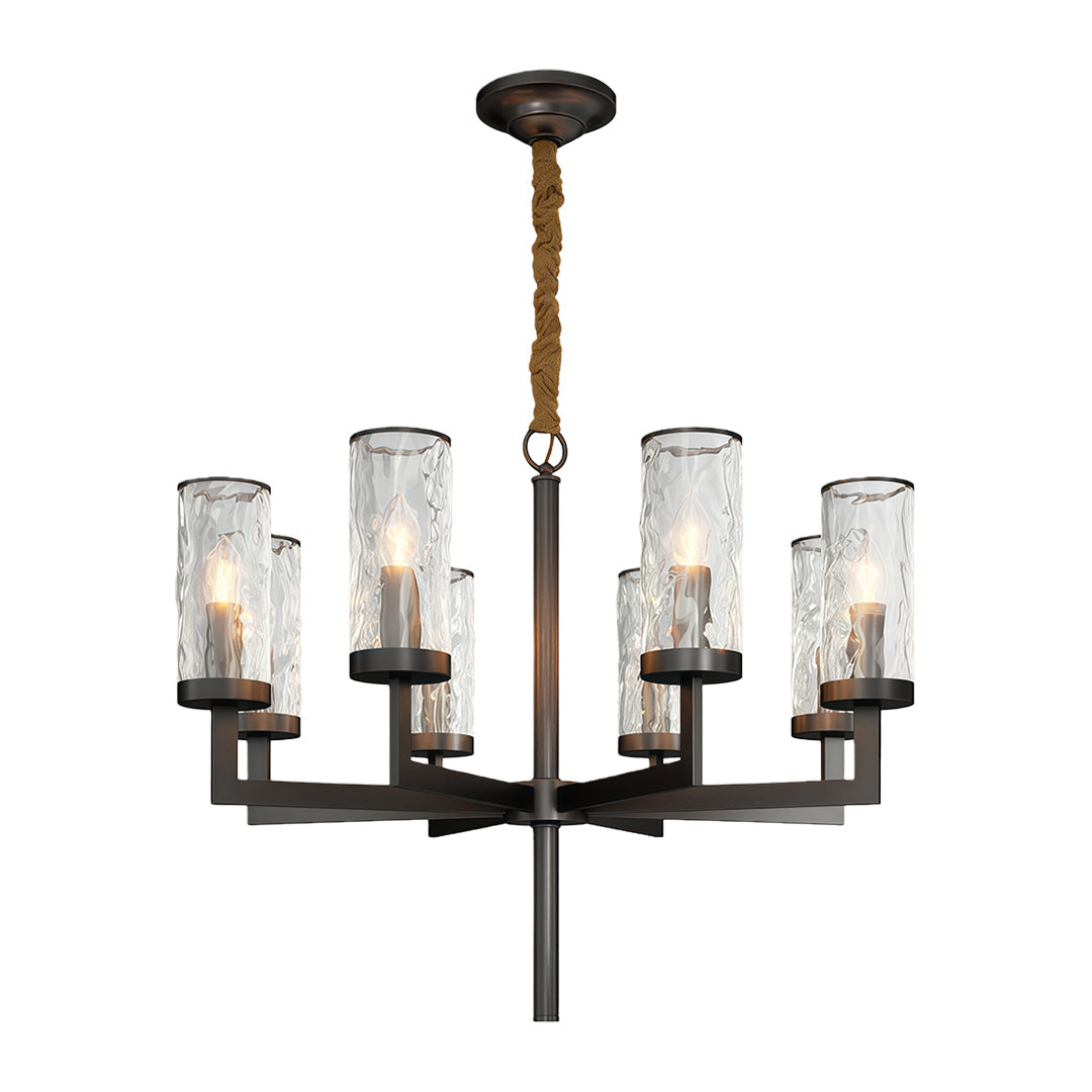 Modern Glass Island Chandelier with Copper Frame for Dining Room and Kitchen