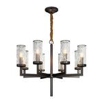 Modern Glass Island Chandelier with Copper Frame for Dining Room and Kitchen