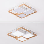 Modern Scandinavian Led Flush Mount Ceiling Light With Wooden Frames For Sleek Interiors