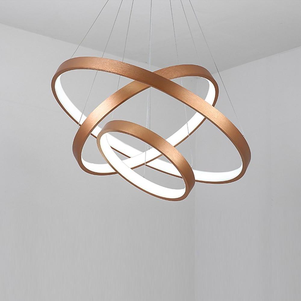 Acrylic Bronze 3 Tier Ring Chandelier Dimmable Led 59 Adjustable Pendant Lights