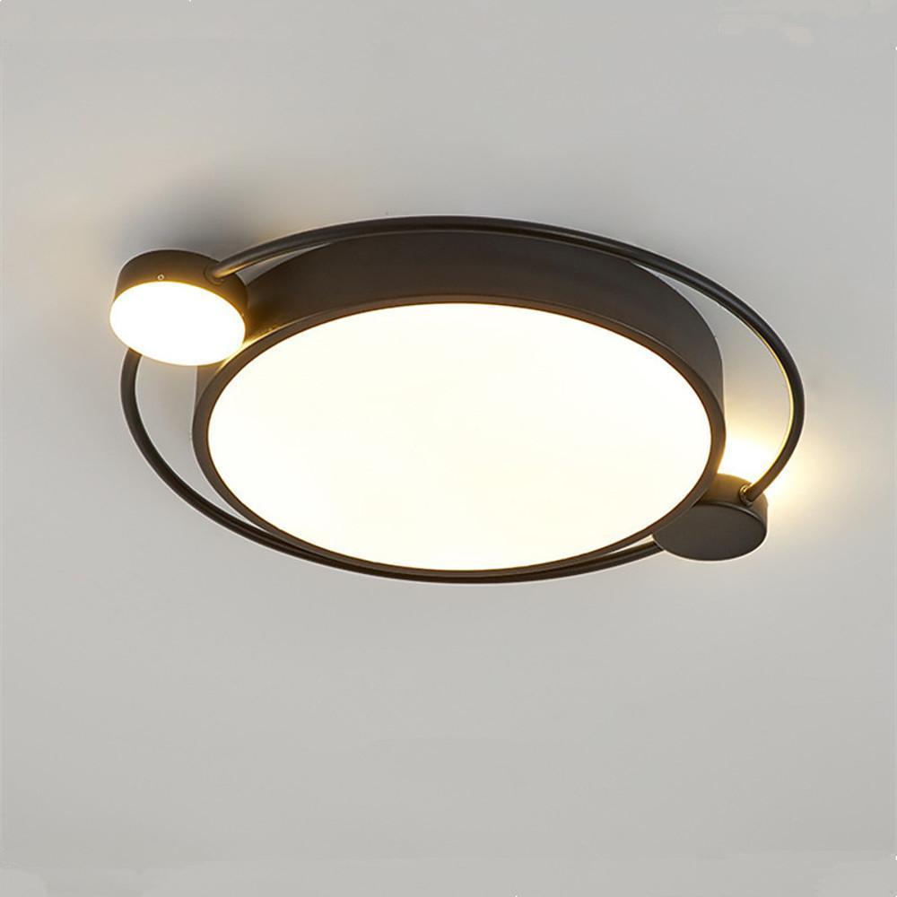 Modern Flush Mount Ceiling Light Dual Round Light Design In Gold And Black Finishes