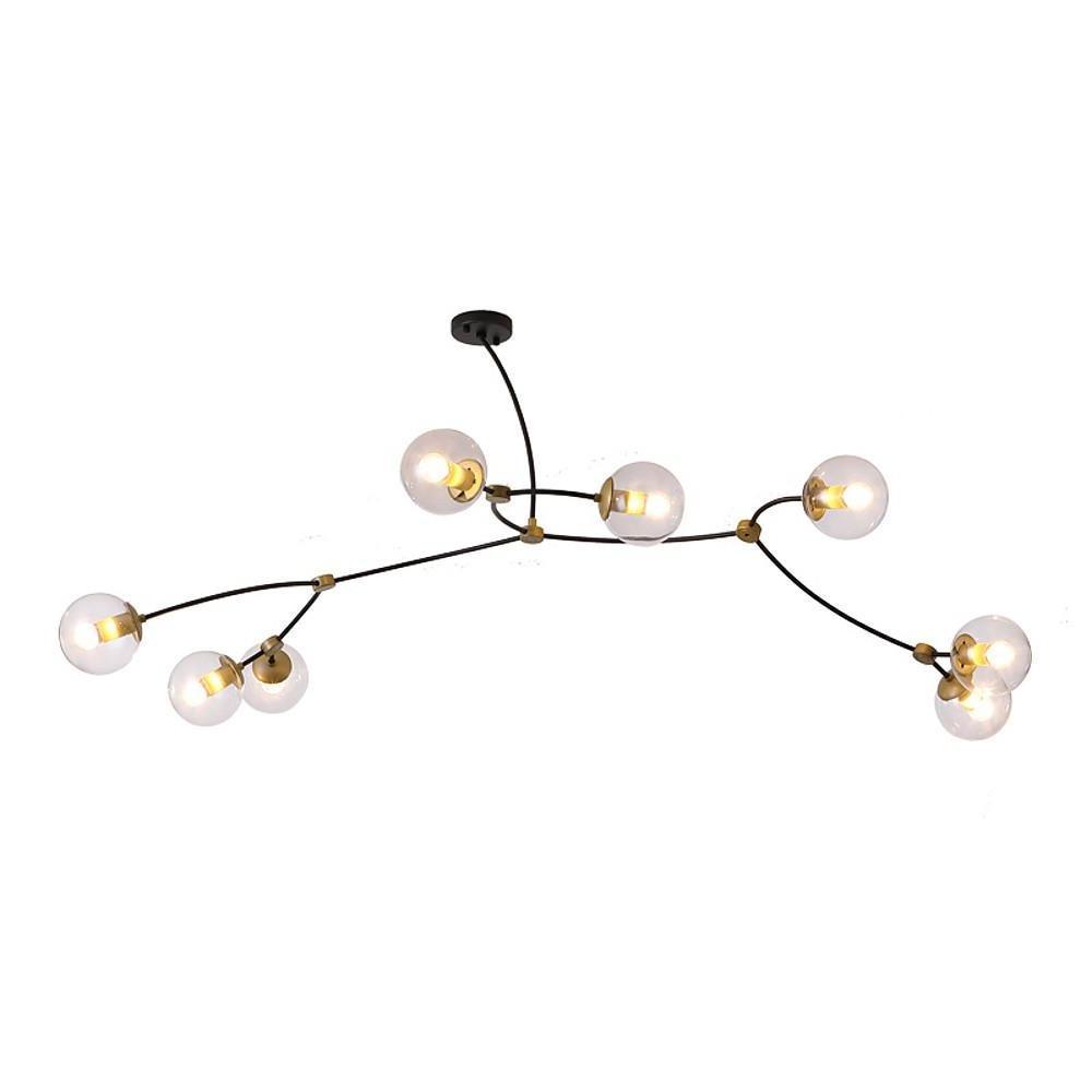 Modern 8 Light Led Chandelier With Electroplated Metal And Glass Globes