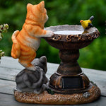 Handcrafted Resin Cat Solar Garden Lights with Warm LED Glow