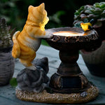 Handcrafted Resin Cat Solar Garden Lights with Warm LED Glow