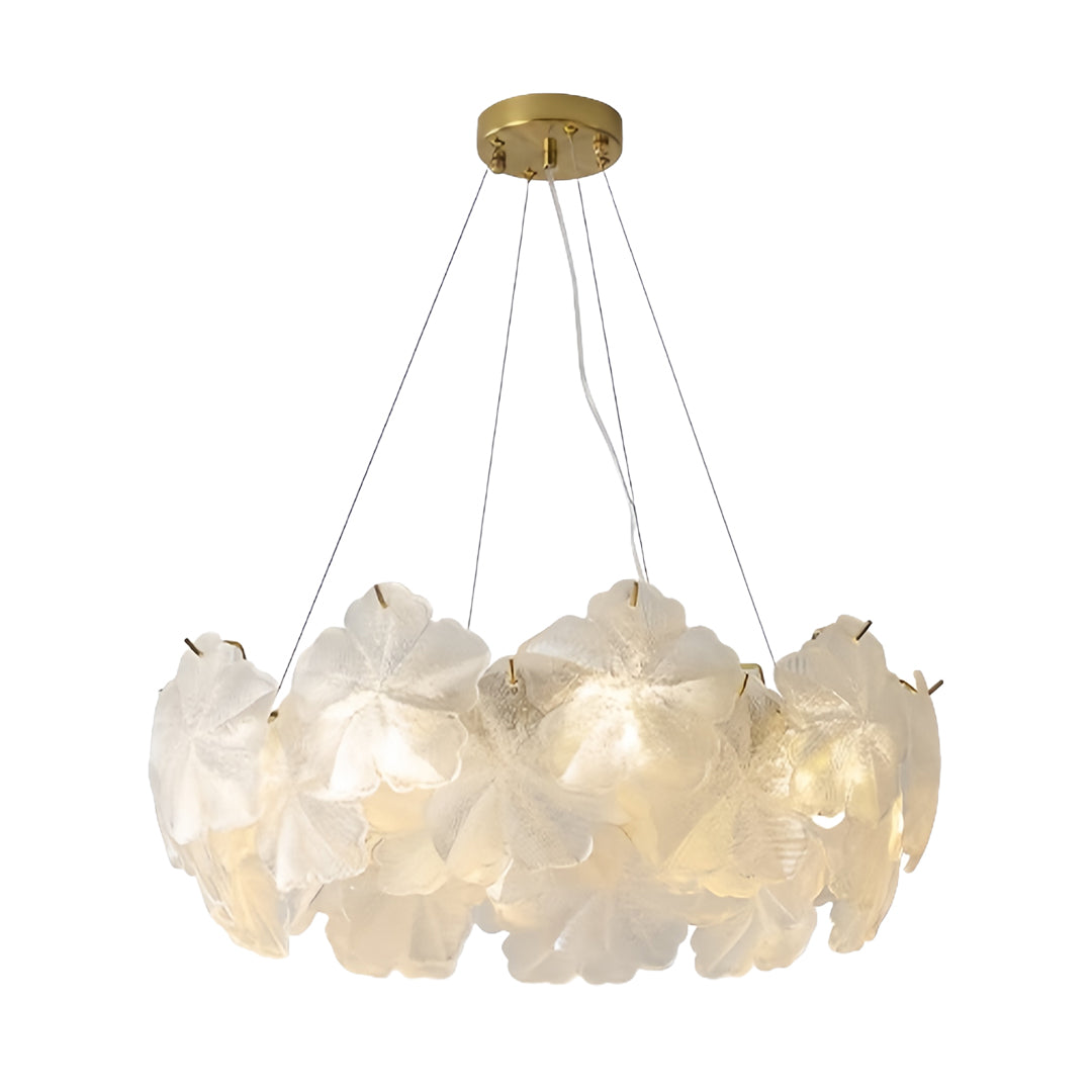 French Glass Garland Chandelier with Brass Finish, Crystal Accents