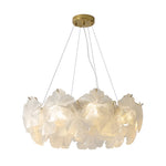 French Glass Garland Chandelier with Brass Finish, Crystal Accents
