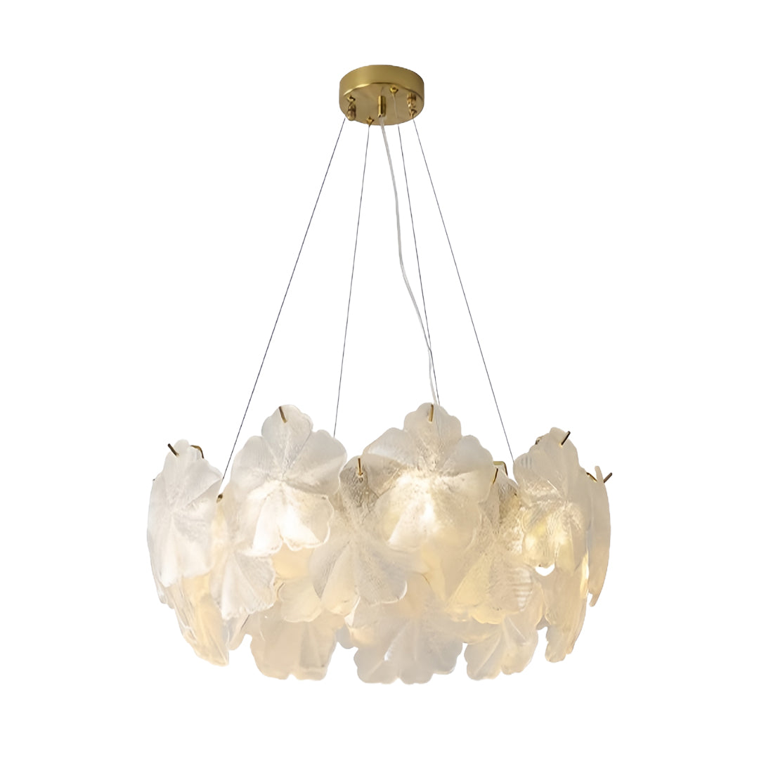 French Glass Garland Chandelier with Brass Finish, Crystal Accents