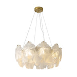 French Glass Garland Chandelier with Brass Finish, Crystal Accents