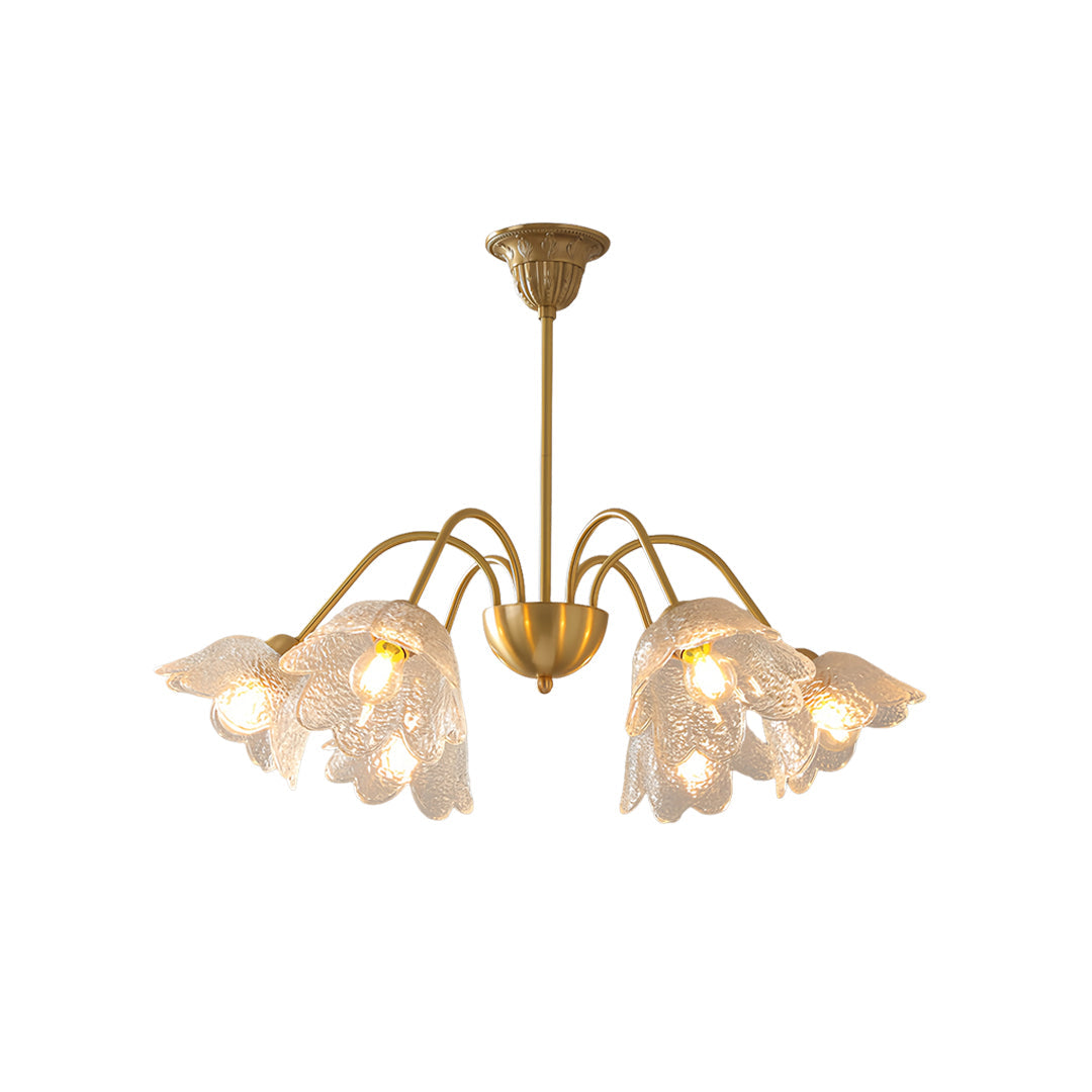 French Style Glass Petal Chandelier in Brass for Elegant Interiors