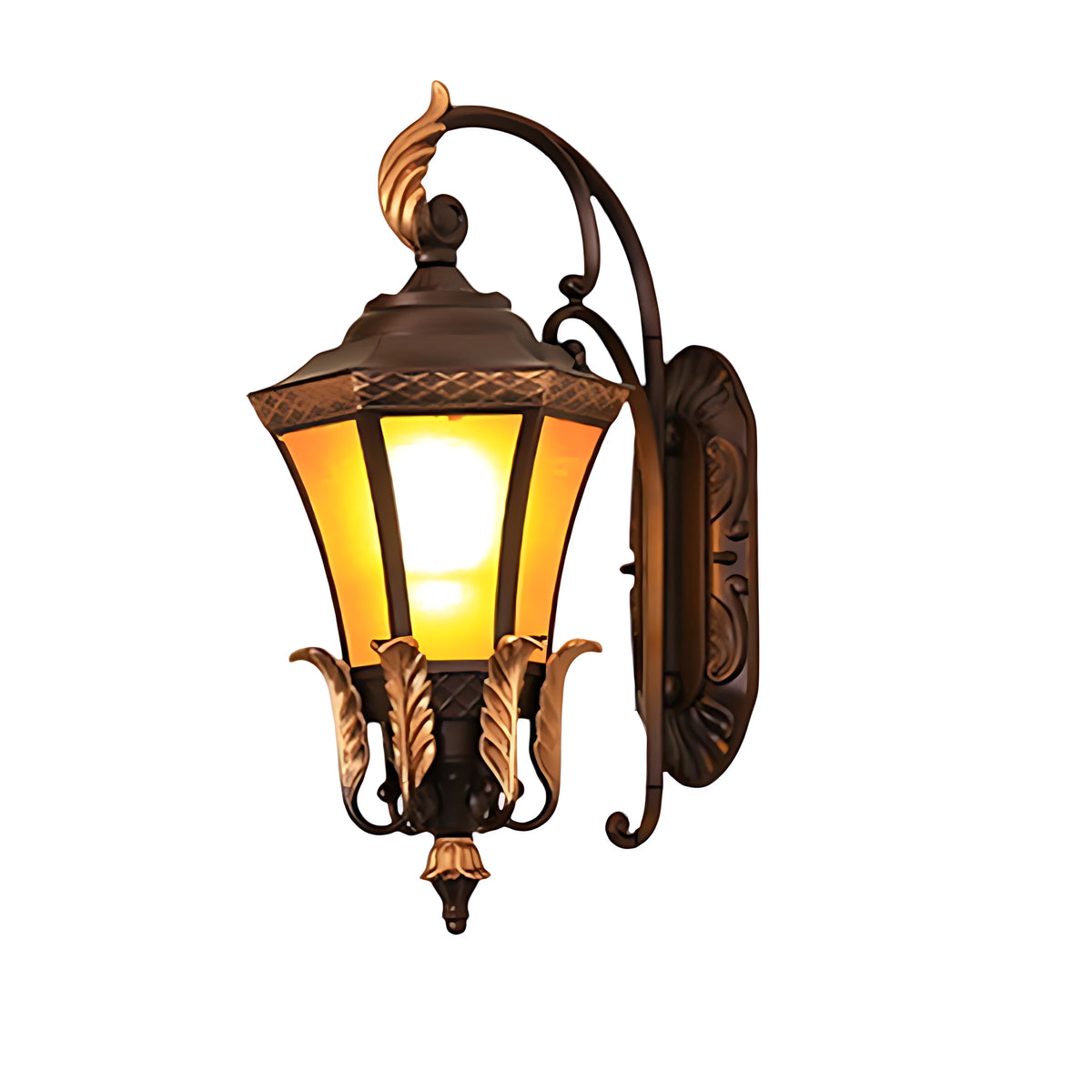 European Copper Outdoor Wall Sconce with Frosted Glass Shade