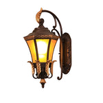 European Copper Outdoor Wall Sconce with Frosted Glass Shade
