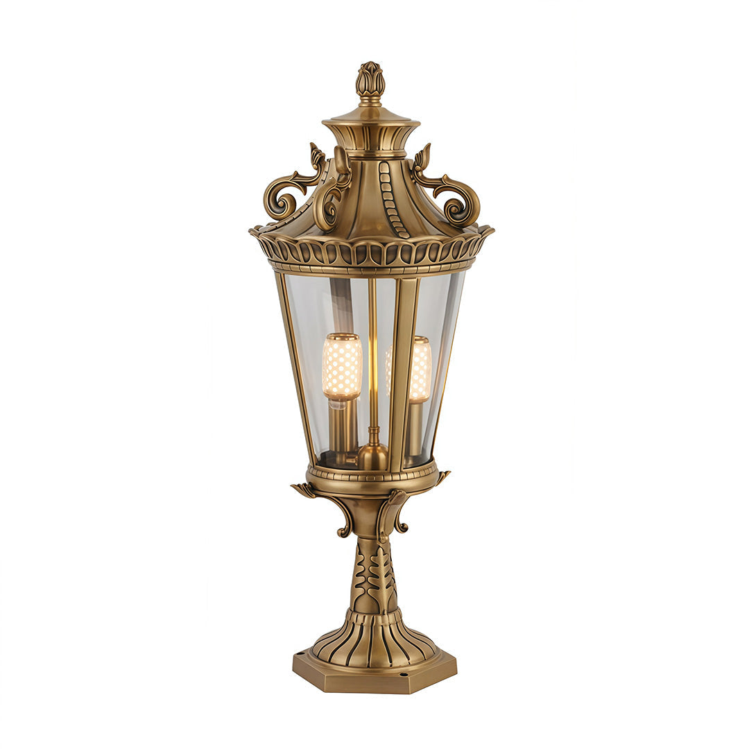Solid Copper Glass Pillar Light for Outdoor Fence and Garden
