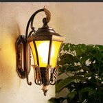 European Copper Outdoor Wall Sconce with Frosted Glass Shade