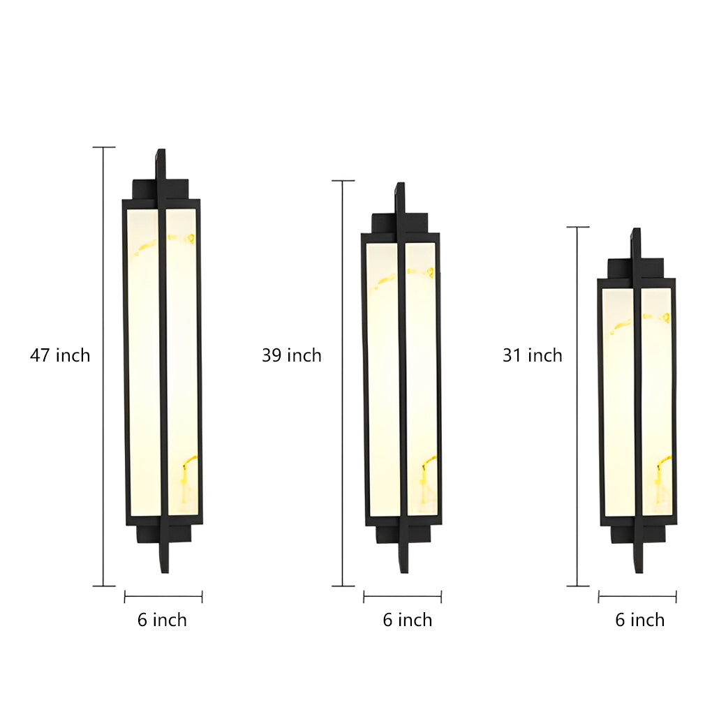 Modern Outdoor Wall Sconce with Marble Accent – Stainless Steel LED Lantern for Patio and Entryway